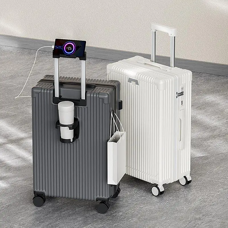 mestercock-usb-interface-luggage-carryon-suitcase-with-cup-holder-and-silent-universal-wheels-for-travel-and-university-students