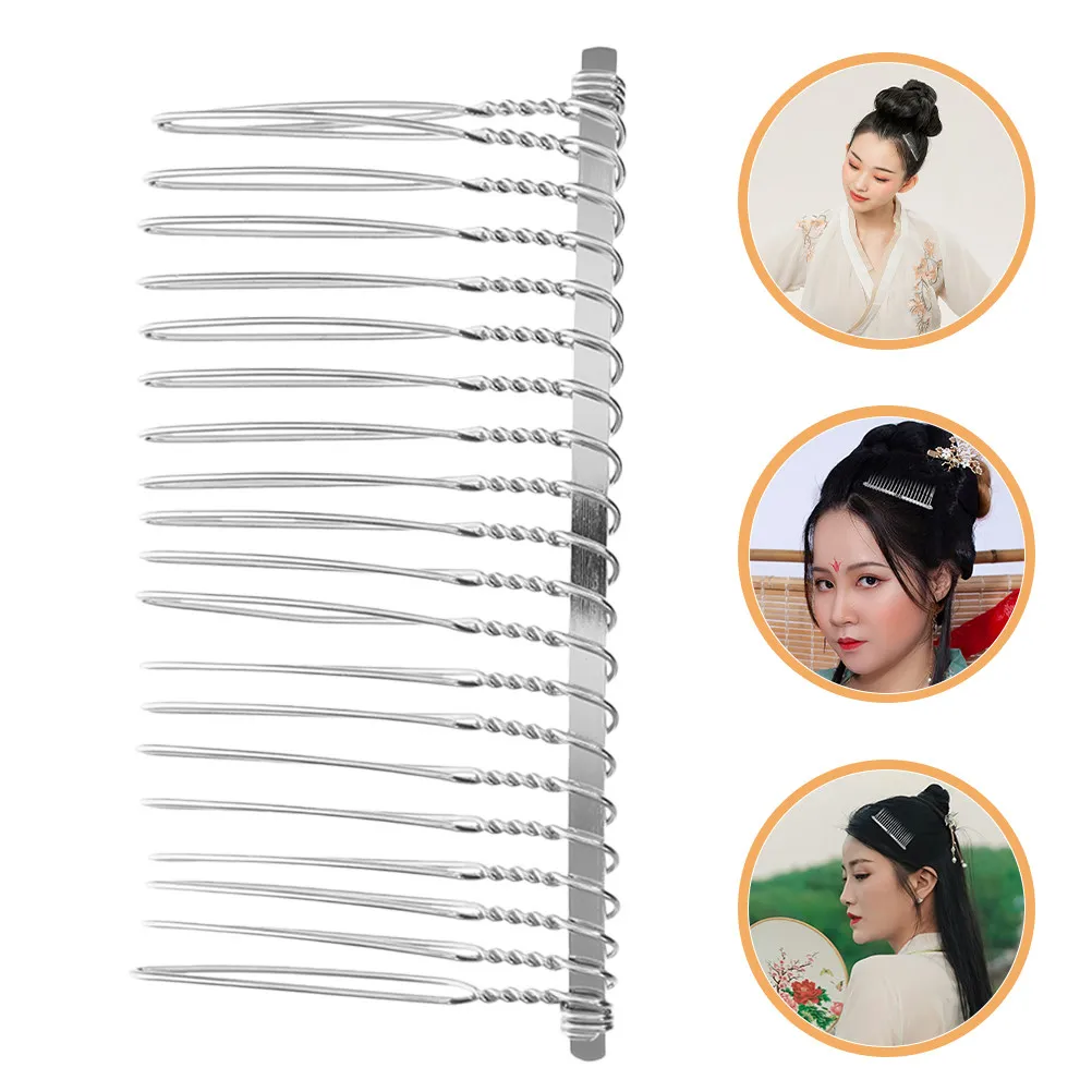 

20 шт. серебряных металлических свадебных гребней для волос с 20 зубцами, французский дизайн, для фаты, декоративная боковая заколка для невест