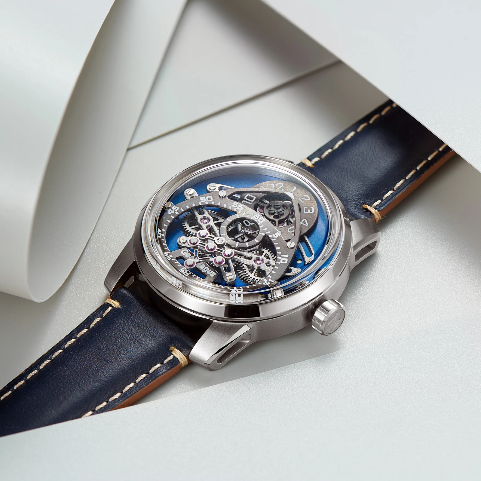 OBLVLO Męskie Zegarki Automatyczne 42MM Luksusowe Zegarki Modny Mechaniczny Zegarek na Rękę Luminous Wodoodporny Szafirowy Unikalny Koncept Tarczy