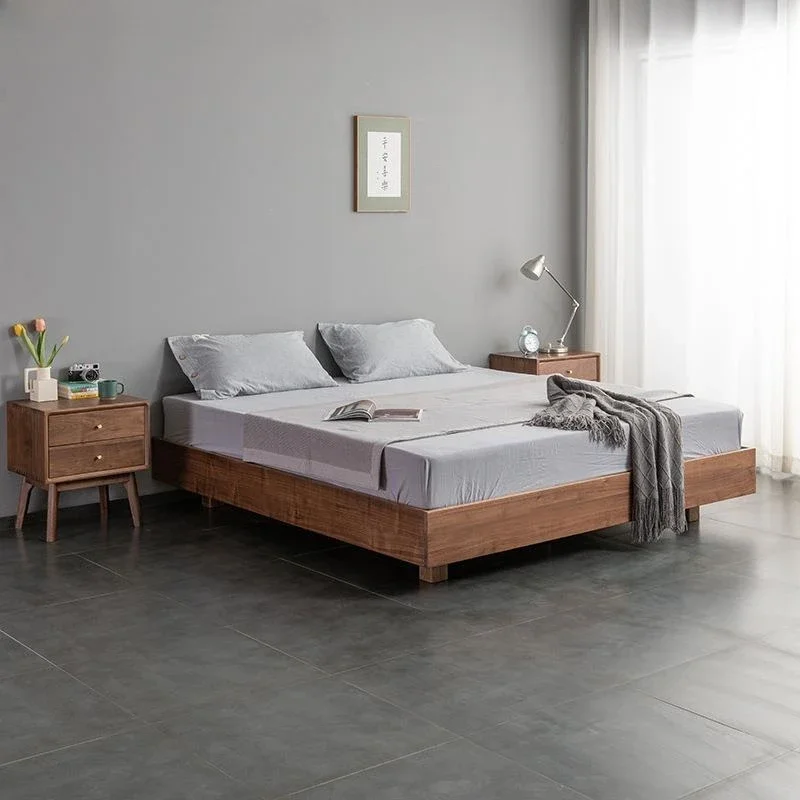 Ganz aus Massivholz, Hängebett aus schwarzem Walnussholz, japanisches einfaches Tatami-Kurzbett