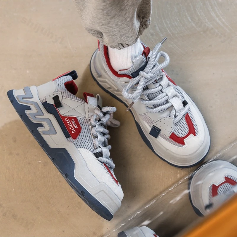 

Роскошные мужские кроссовки, осень 2023, новая нескользящая повседневная обувь на платформе, удобная модная обувь для увеличения роста с перекрестной завязкой