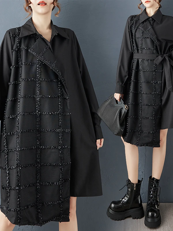 تنورة خريف 2025 فضفاضة بتصميم Faion k Crt من القماش المزيف مكونة من قطعتين ميدي Dr Ele Personali من القطن irt Sve على شكل حرف a