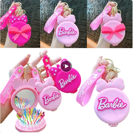 חדש kawaii bie keychain בנות איפור נייד מראה נייד מסרק אנימה סטודנטים מטבע ארנק מפתח יצירתי מתנות