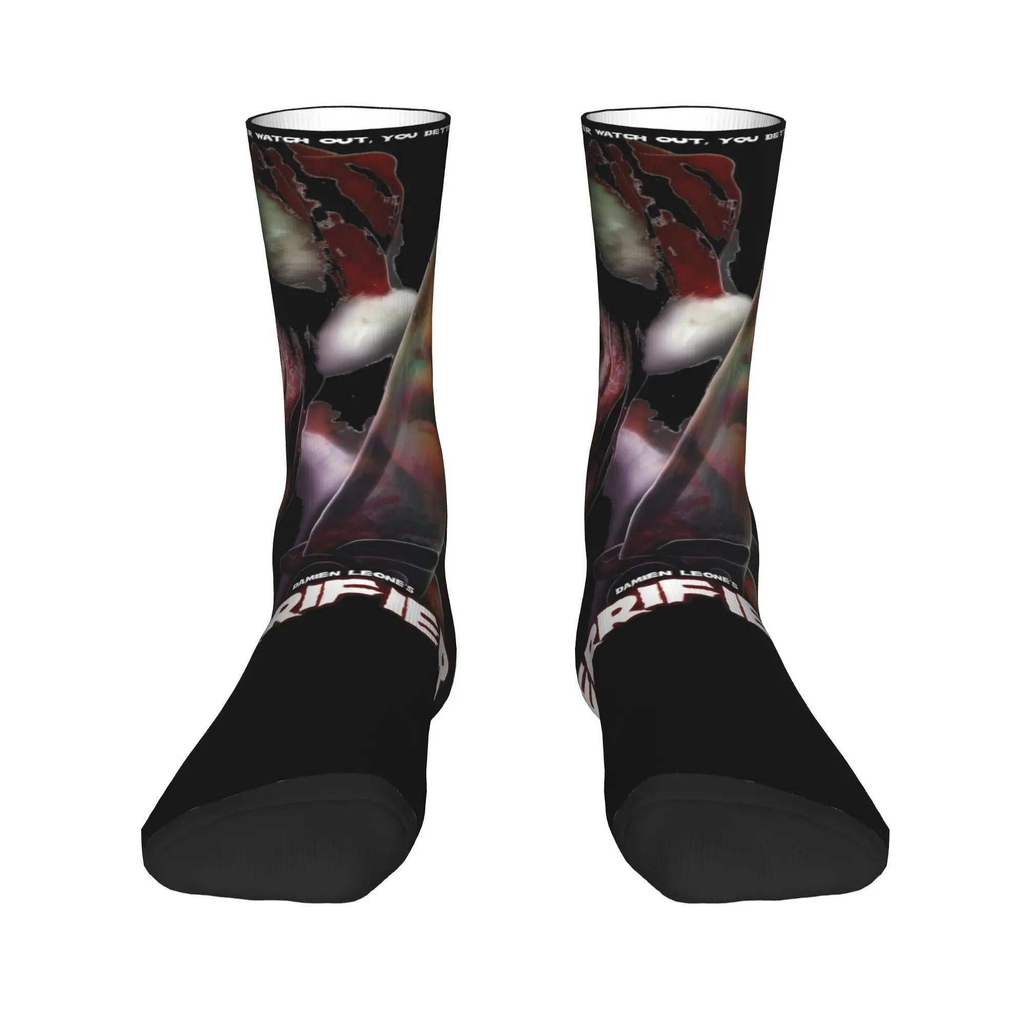 Terrifier 3 Calcetines de película de terror Merch para hombres y mujeres Calcetines de tubo medio de Halloween Suaves La mejor idea de regalo