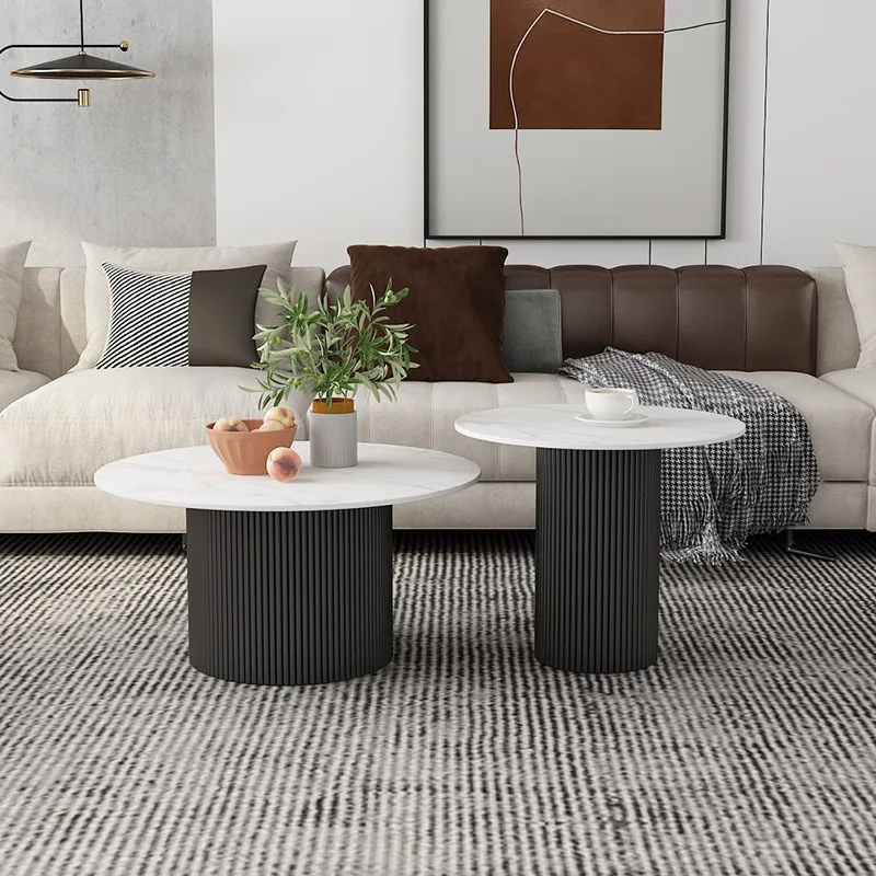 room small apartment child and mother coffee table, simple bed and breakfast apartment Internet celebrity round edge table