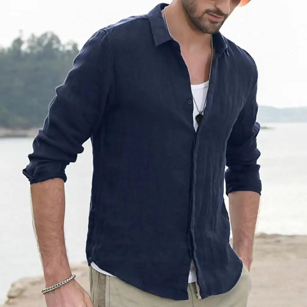 

Men's Long Sweed irt Youth Cardigan Thiened Spring Autumn Loose Fit Long Sve Pure Color Casual Faionable irt