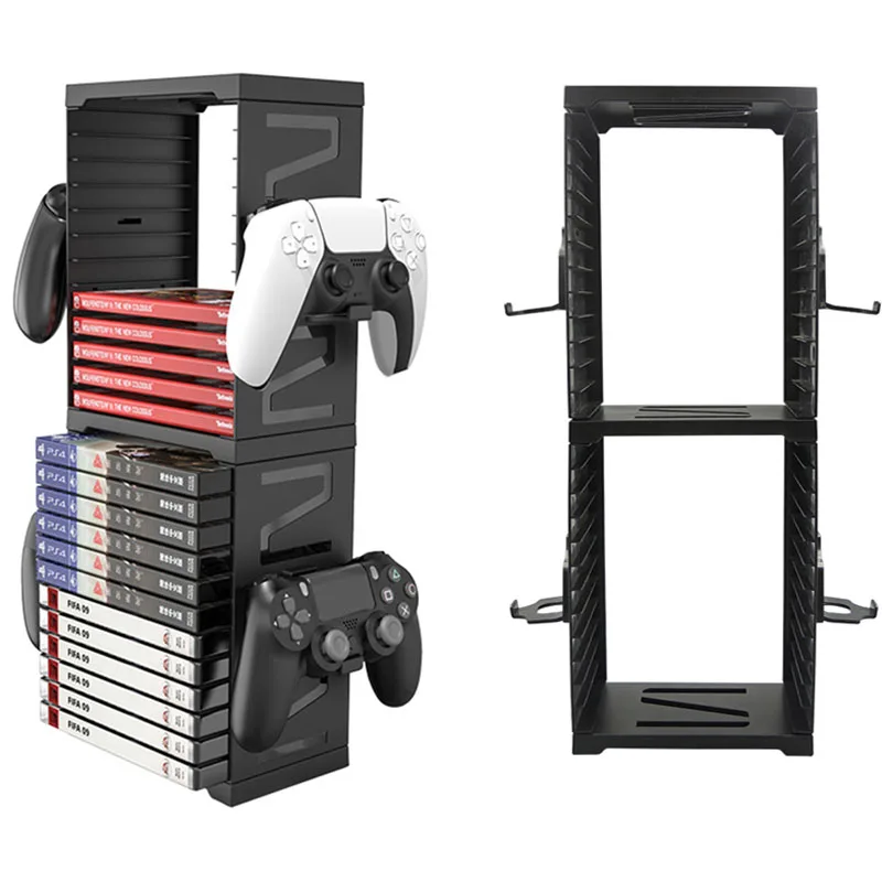 

For PS4/PS5/XBox/Switch Gamepad Holder Multi-Function Storage Disc Rack Removable Game Card Disc Storage Rack with Four Hooks