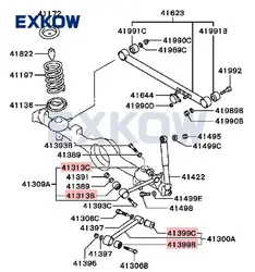 2PCS Rear Suspension UPR/LWR Bushing for Mitsubishi Pajero Montero IO TR4 Pinin H65 H66 H76 MR223792 MR418807 MR353951 MR223791
