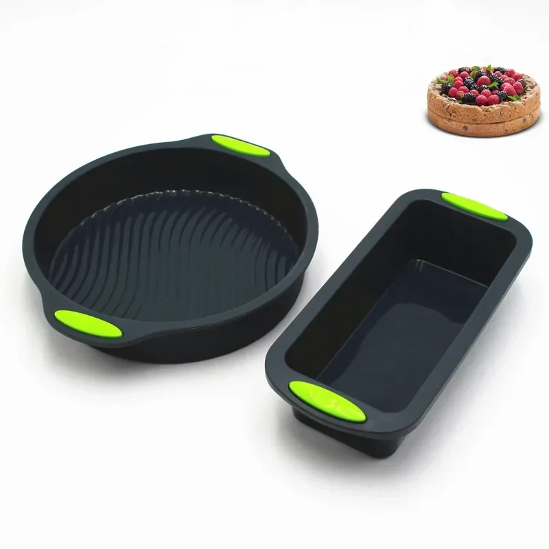 Silicone Two-piece Set with Dual Tone Double Ears, 9-inch Circular Cake Mold Baking Tool