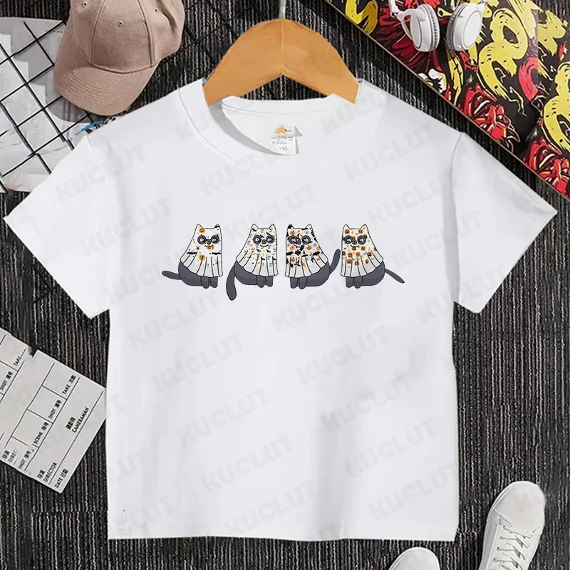 Children's T-Shirts Clothes Halloween Pumpkin Face Tops Boys Girls Cartoon Summer Short Sleeve Clothes Kids Tee Shirt Clothing