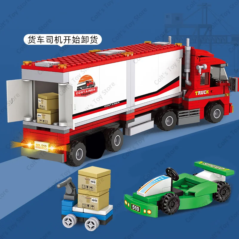 2024 giochi creativi City Modern Delivery Truck Building Blocks Classic Urban Freight Car Model Bricks Kid Toy regali di compleanno fai da te