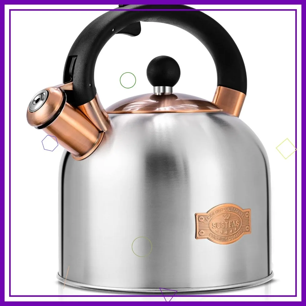 

3.17QT Whistling Tea Kettle - Premium Stainless Steel Stovetop Pot with Ergonomic Handle, Works on All Stoves