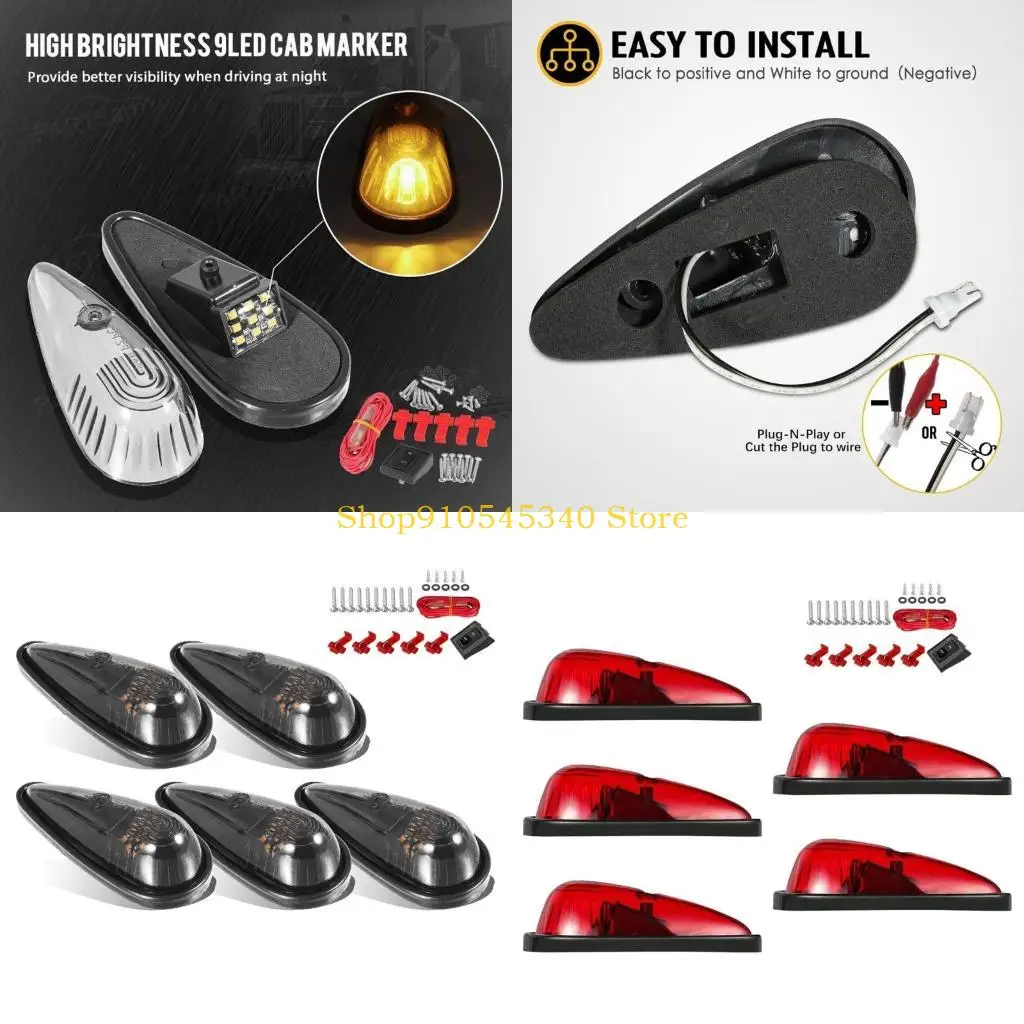 U2JA 5 uds luces posición cabina luces cabina en forma lágrima luces posición techo para correr 9 LED