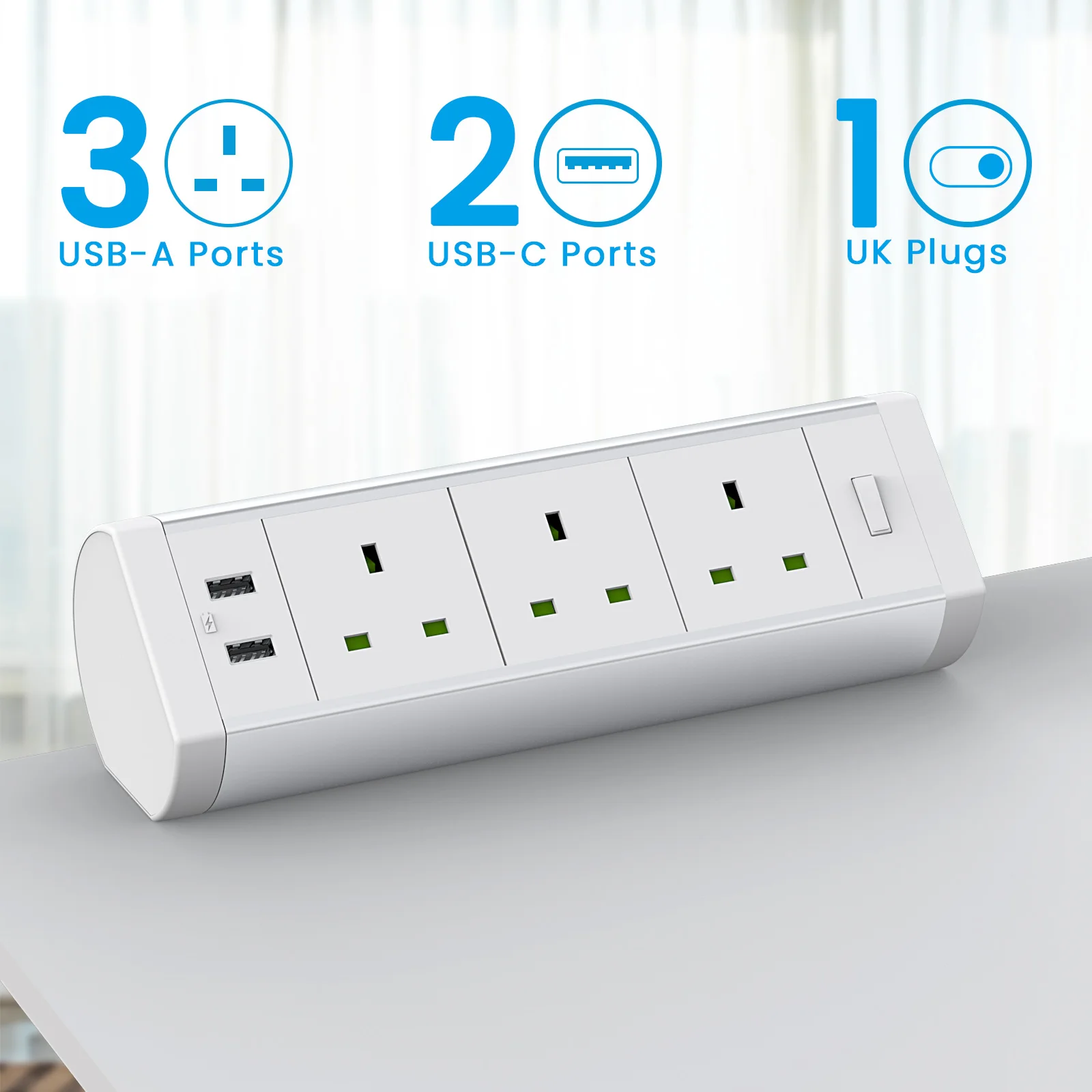 British desk Power socket Low price wholesale multi-plug power outlets with USB port 3m /9.84 ft extension cord