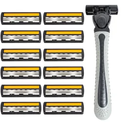 21 Pcs Razor Manual Shaver 3 Layers of Blades 21 Replacement Cutter Heads With Knife Holder For Men Razor Old Style Blades