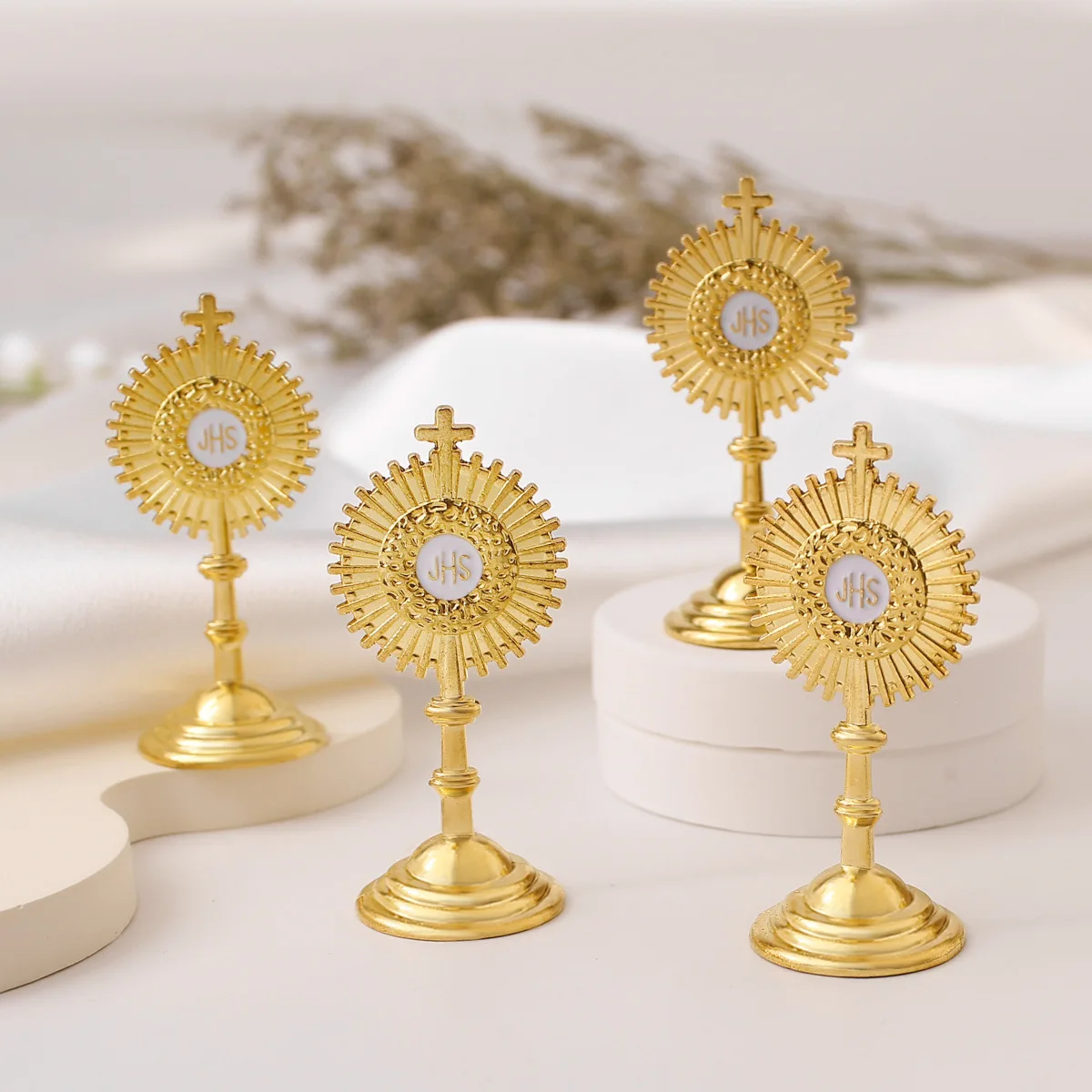 5Color Exquisite Mini Catholic JHS Metal Ornament - Jesus Communion Car/Home/Office Decor - Religious Christianity Jewelry Gift