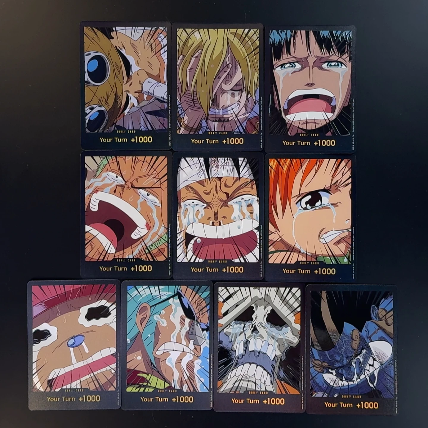 

One Piece OPCG English Emotional Luffy Zoro Sanji Robin DON card Holographic 3D Textured 10pcs/set Anime Collectible Cards