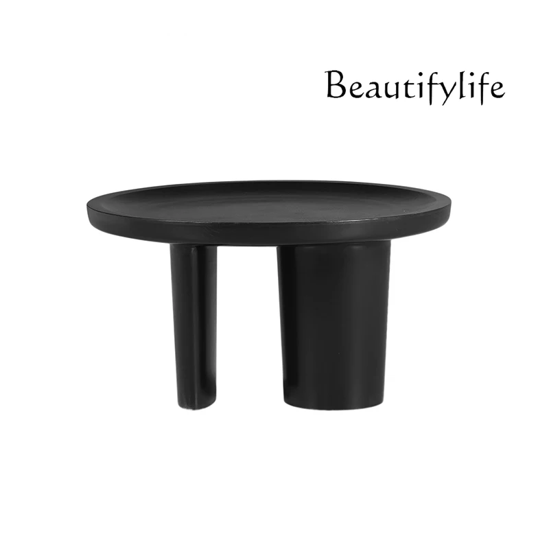 Nordic modern designer creative living room solid wood all-matte steel carbon paint round coffee table coffee table