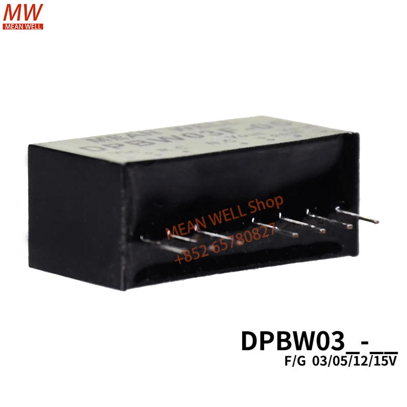 MEAN WELL Switching Power Module 3W SIP Package DC-DC Regulated Converter DPBW03F-05 DPBW03F-12 DPBW03G-12 DPBW03G-15 DPBW03F-15