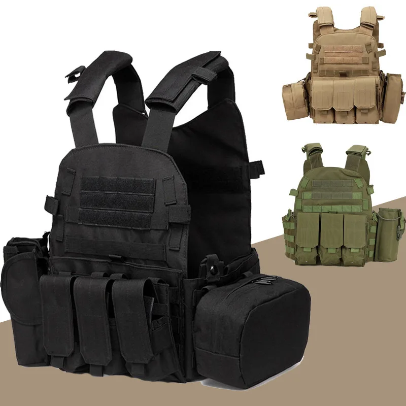 Nylon Pouch Molle Gear Tactical Vest Body Armor Hunting Plate Carrier Airsoft Accessories 6094 Combat War CS game Security Vest