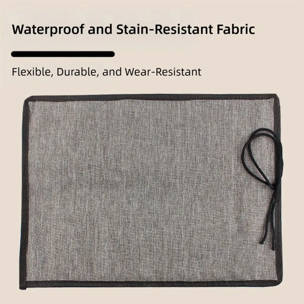Multi-functional Canvas Painting Brush Storage Pouch Grey Waterproof Roll Up Pen Bag 24 Holes Pen Curtain Students