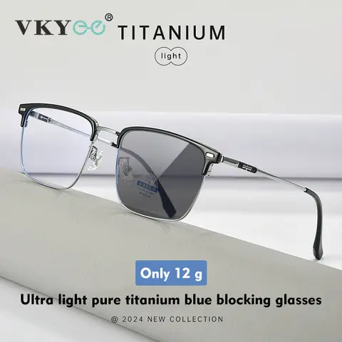 VKYEE New Simple Geometric Square Design Men's Anti-blue Light Glasses Can Be Customized Prescription Photochromic BT27878Y