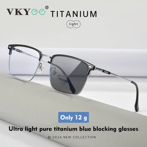 Imagen 1 del producto VKYEE, nuevas gafas de protección contra luz azul para hombre con diseño cuadrado geométrico Simple, se pueden personalizar con prescripción fotocromática BT27878Y