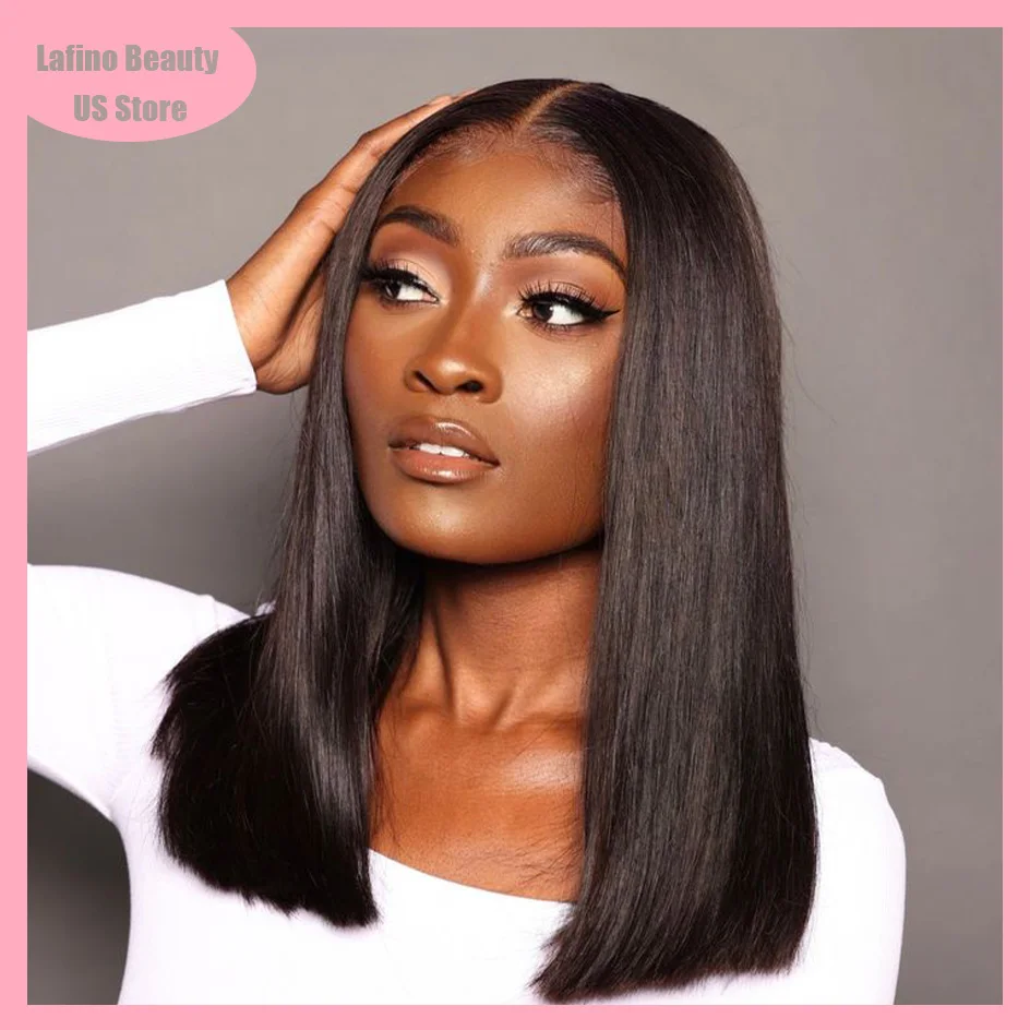 Lafino 40 Inch Straight Hd Lace Frontal Wig 5x5 4x4 Closure Human Hair Wig Black Wig Glueless Bob Wigs Short Wig For Women