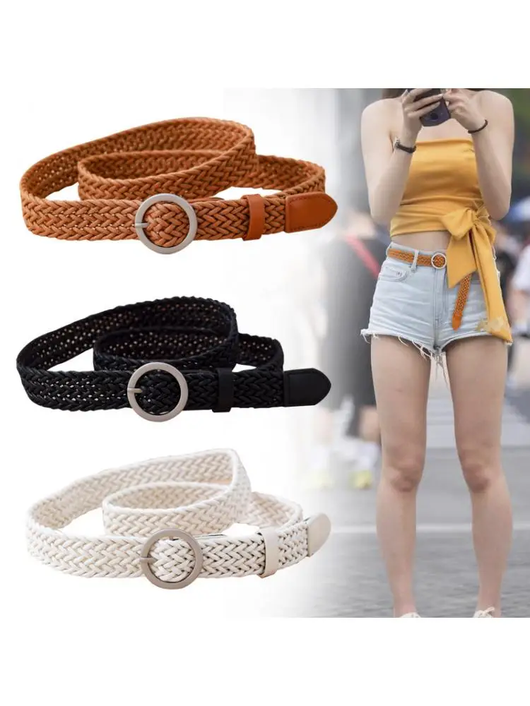 100CM Woven Belt Male Female Students Knot Decorative Skirt Denim Shorts Sweater Shirt Ins Style Versatile Free Cheap