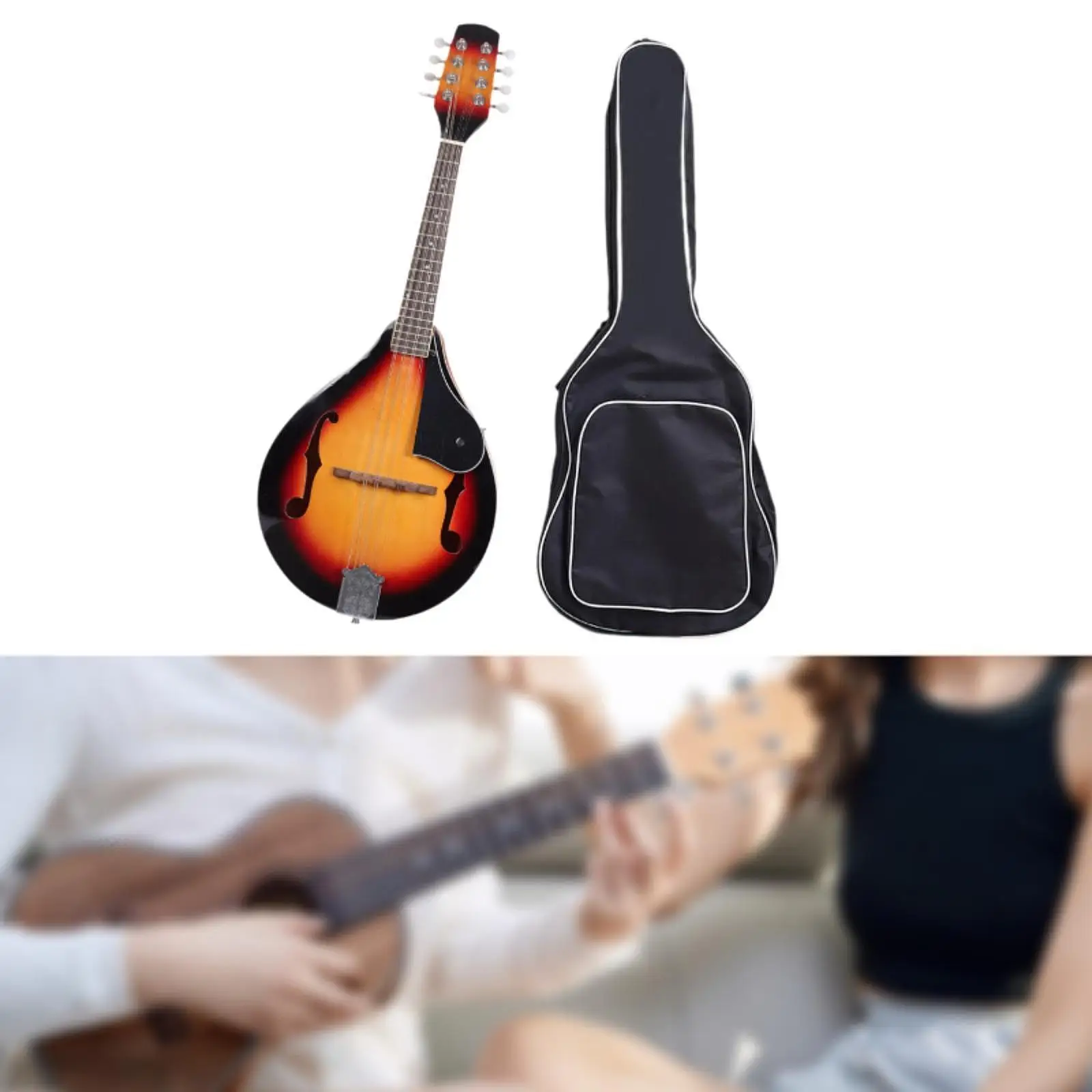 

Mandolin Instrument with Mandolin Gig Bag Educational Bright Tone Classical 8 String Acoustic Mandolin for Practice Beginner