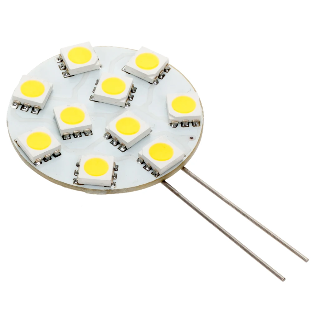 G4  Led Bulb Lamp 10LED Epistar SMD 5050  Spot Round Extended Long Side Pin Boat  Marine Light 12V 24V White Warm White 5pcs/lot