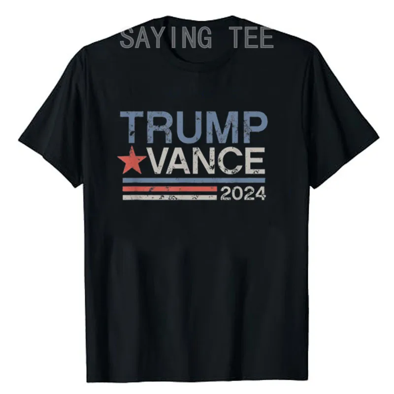 

Trump Vance 2024 Retro Stripe Trump JD Vance T-Shirt Humor Funny Election Campaign Top Usa Proud Letters Printed Saying Tee Gift