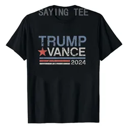 Trump Vance 2024 Retro Stripe Trump JD Vance T-Shirt Humor Funny Election Campaign Top Usa Proud Letters Printed Saying Tee Gift