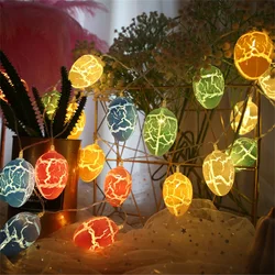 2024 Easter Eggs Light Decoration Batteries USB Multicolor Crack Eggs LED String Lights Home Outdoor Easter Party Decorations