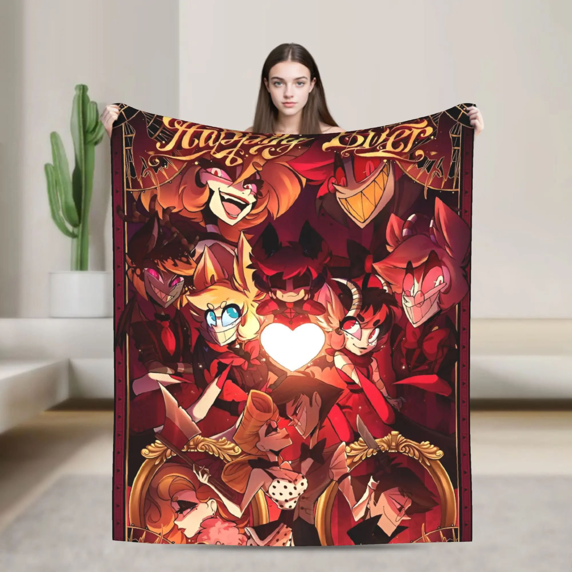 Hazbins Hotels Anime Flannel Blanket  Soft Durable Throw Blanket for Couch Chair Travel Street Trend Bedspread Sofa Bed Cover