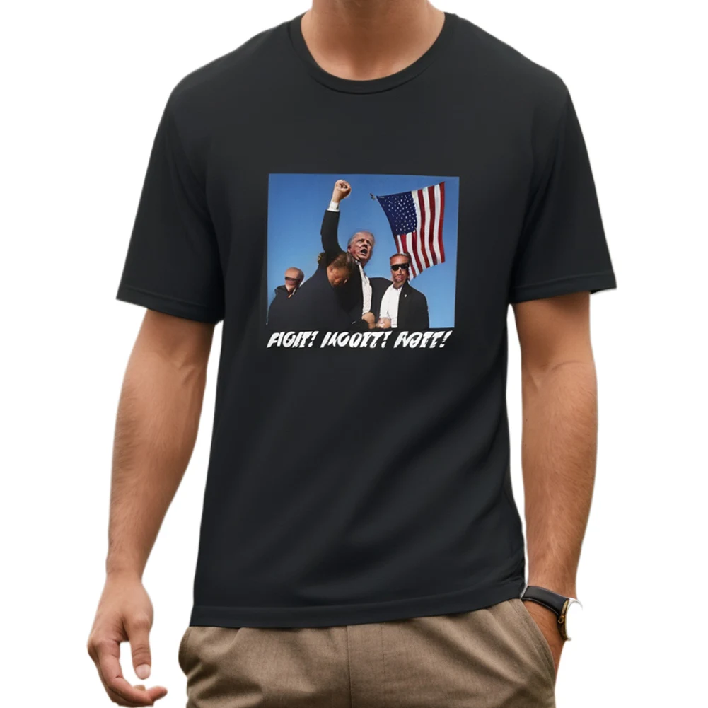 Trump America T-Shirt USA Freedom Trump Rally Shooter T-Shirt Novelty Graphic Short Sleeve Print T-Shirt Casual Outfits