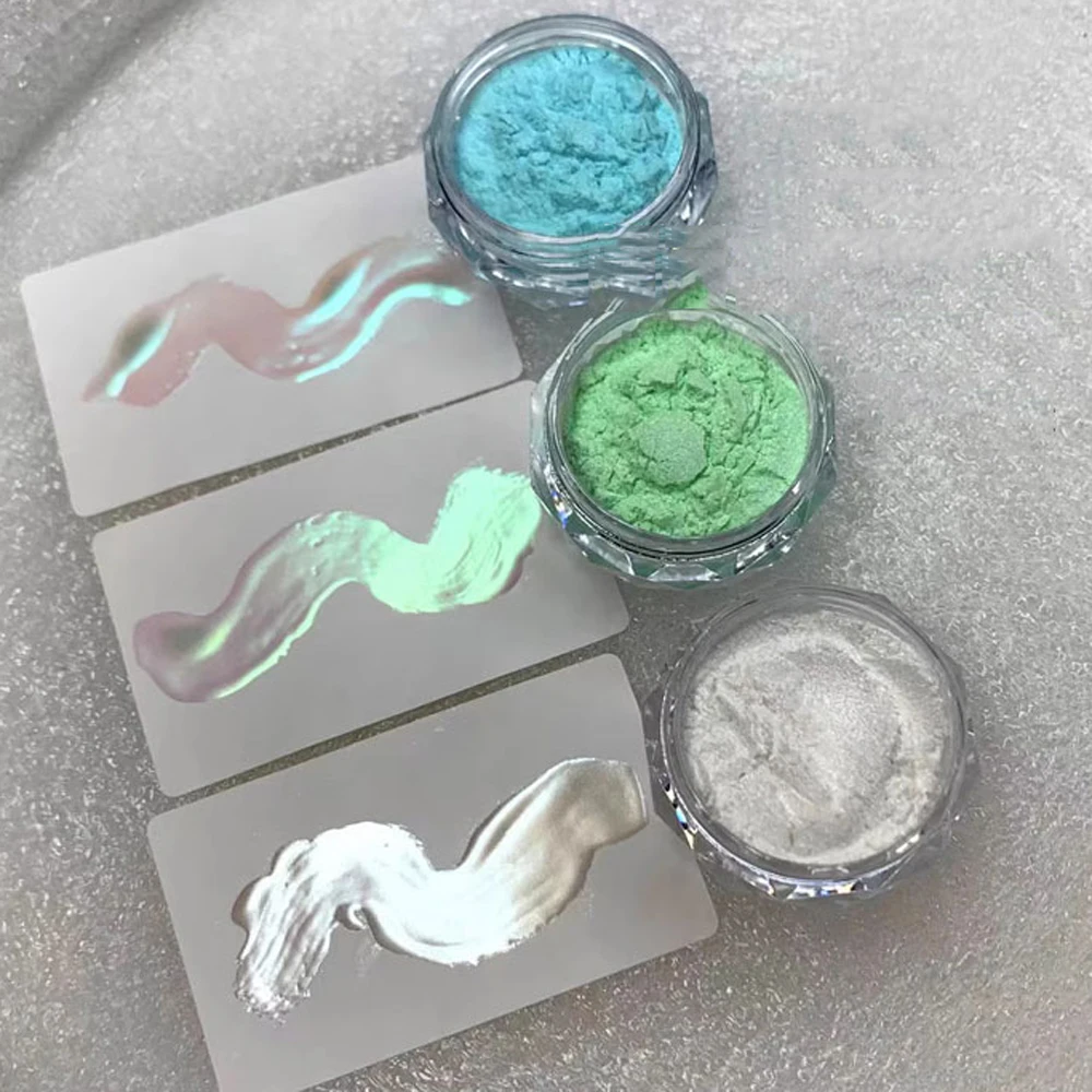 Aurora hortelã verde espelho mágico, 0.5g/1jar, pó para arte em unhas, iridescente, alto brilho, pigmento cromado, manicure, pó perolado