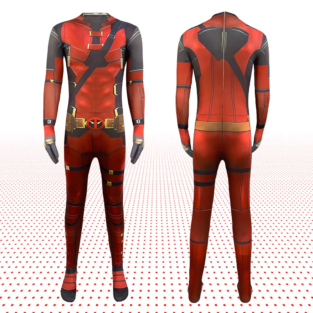 New Deadpool Tight Stage Jumpsuit Adult Superhero Halloween Christmas Cosplay Party Performance Props Head Cover