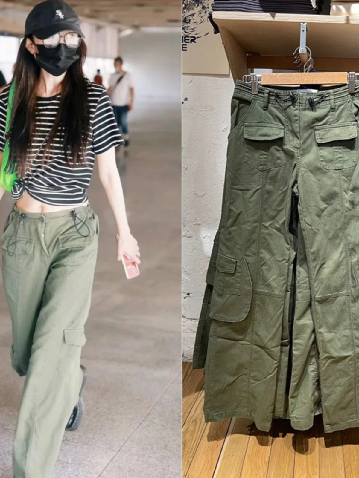 

Американские ретро-брюки в рабочем стиле, повседневные, свободного кроя, прямые, с завышенной талией, с декоративными карманами, хлопковые, женские, с высокой талией