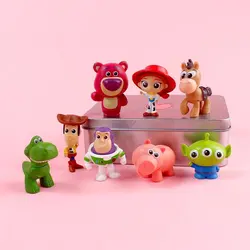 Disney Cartoon Q Version Toy Story 8-piece Set Cake Decoration Bath Children's Day Cake Decoration Strawberry Bear