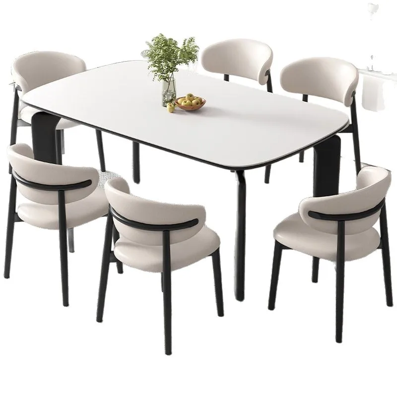 

Cream wind rock slab dining table Elephant leg household small apartment rectangular retro medium and ancient style s