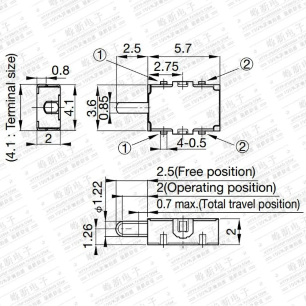 10 pçs japonês grande tartaruga tipo diminuto curso interruptor de limite remendo 6 pés reset micro-movimento interruptor de botão lateral