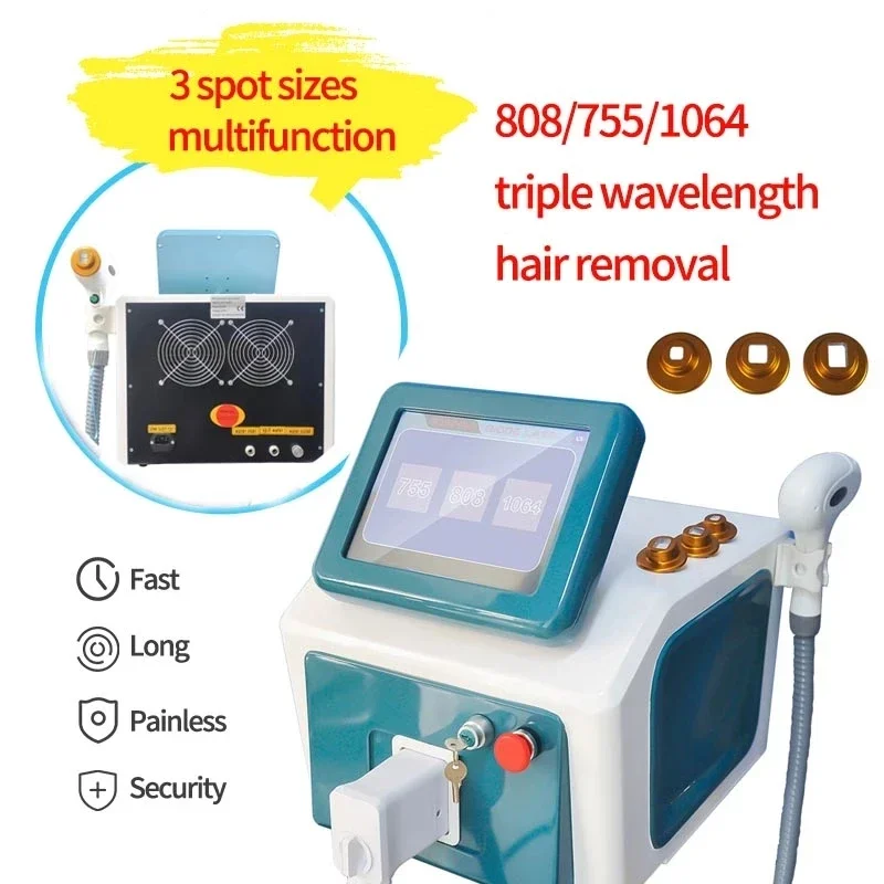 

Painless 808 Diode Hair Removal Machine 3000W High Power Ice Platinum 3 Wavelength 755 808 1064 Laser for Salon Beauty