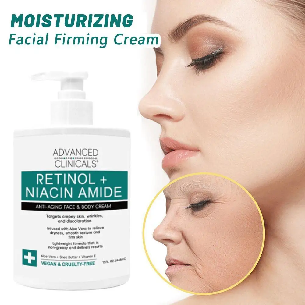 Crema Antiedad Advanced Clinicals con Retinol + Niacinamida 444ml, Vegana, Cruelty-Free, para Rostro y Cuerpo, con Aloe Vera y Manteca de Karité