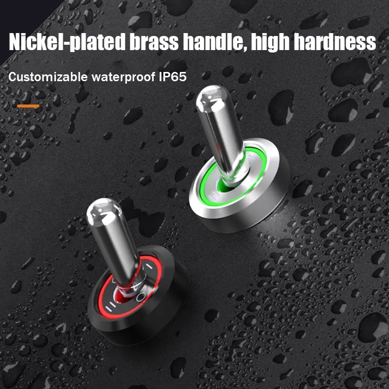 LED Light Toggle 20A 16MM 3 Positions 2 Positions Toggle Switch Large Handle Metal Current with 1NO/1NC Switches Waterproof High