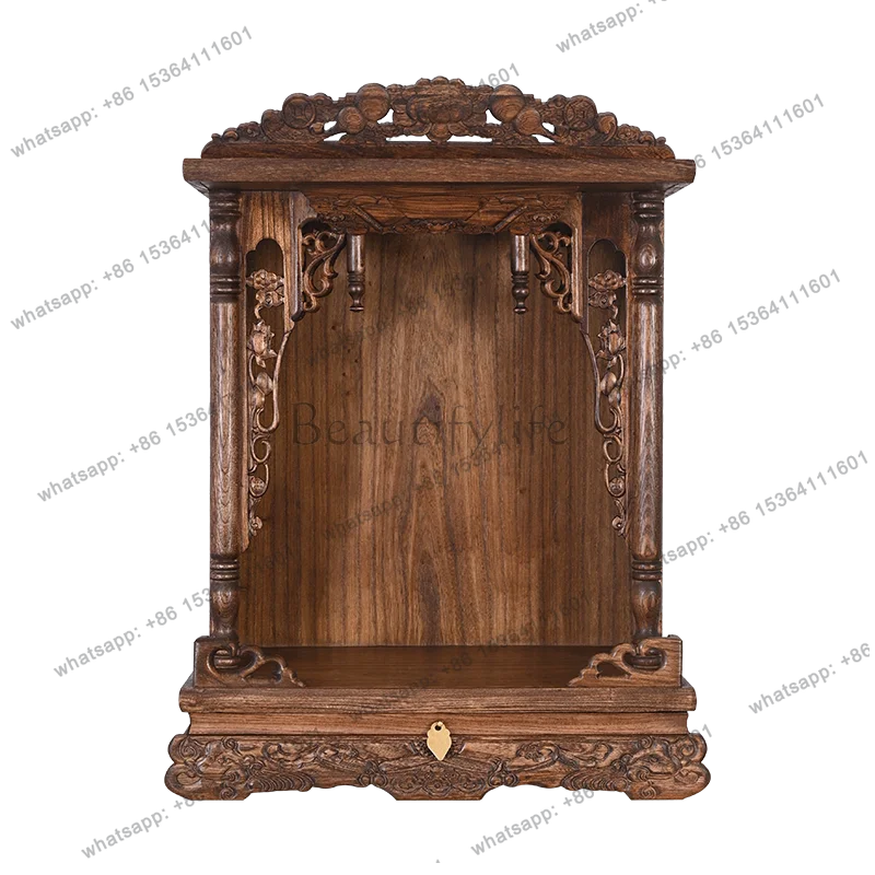 Buddhist niche Guanyin offering table wall-mounted hanging cabinet God of Wealth cabinet rack