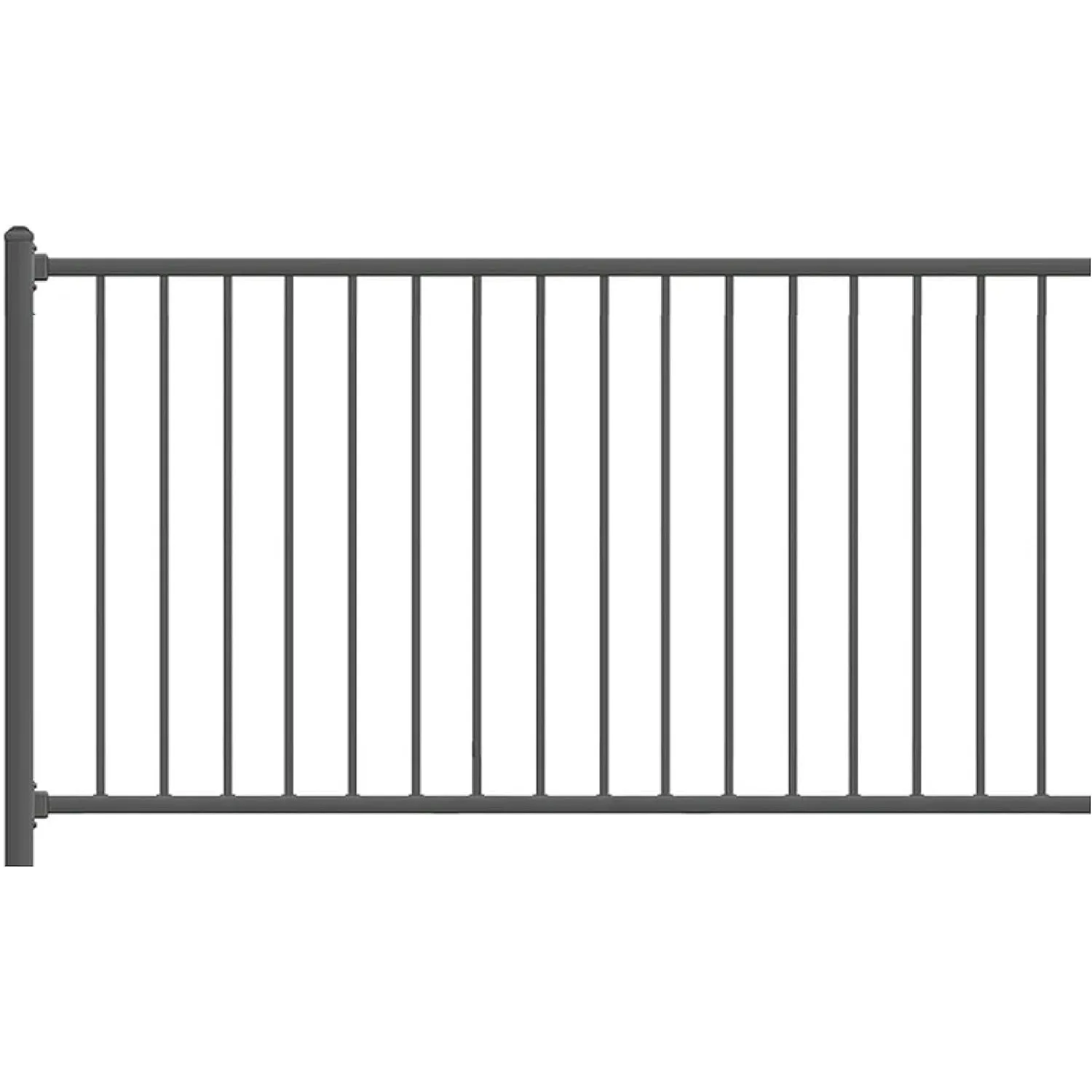 XCEL Fence® Black Steel Anti-Rust Fence Panel - Flat Top/Flat Bottom ，4FT H x 6.5FT W，Easy Installation，1 Post Included*