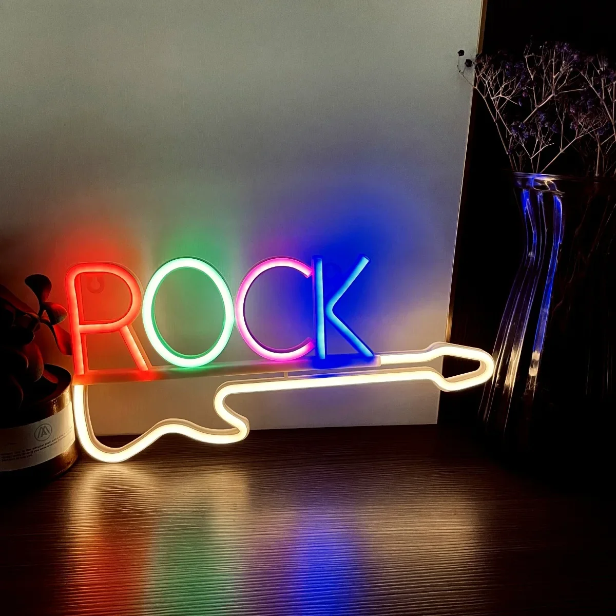 Rock Music Neon Signs Guitar Wall Hang Decor USB Led Art  for Christmas Bedroom Party Rock Studio Bar Club Disco Party Neon