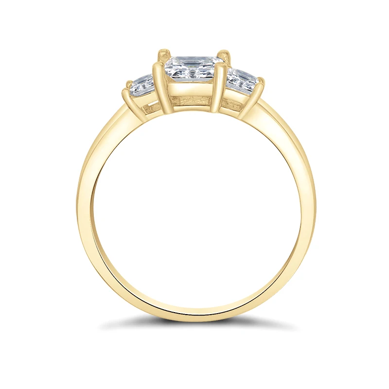 Imagem -03 - Puro Ouro Amarelo Moissanite Solitaire Anel para Casais Exquisite Anéis de Noivado Três Quadrados de Pedra Bijoux Lngy10k