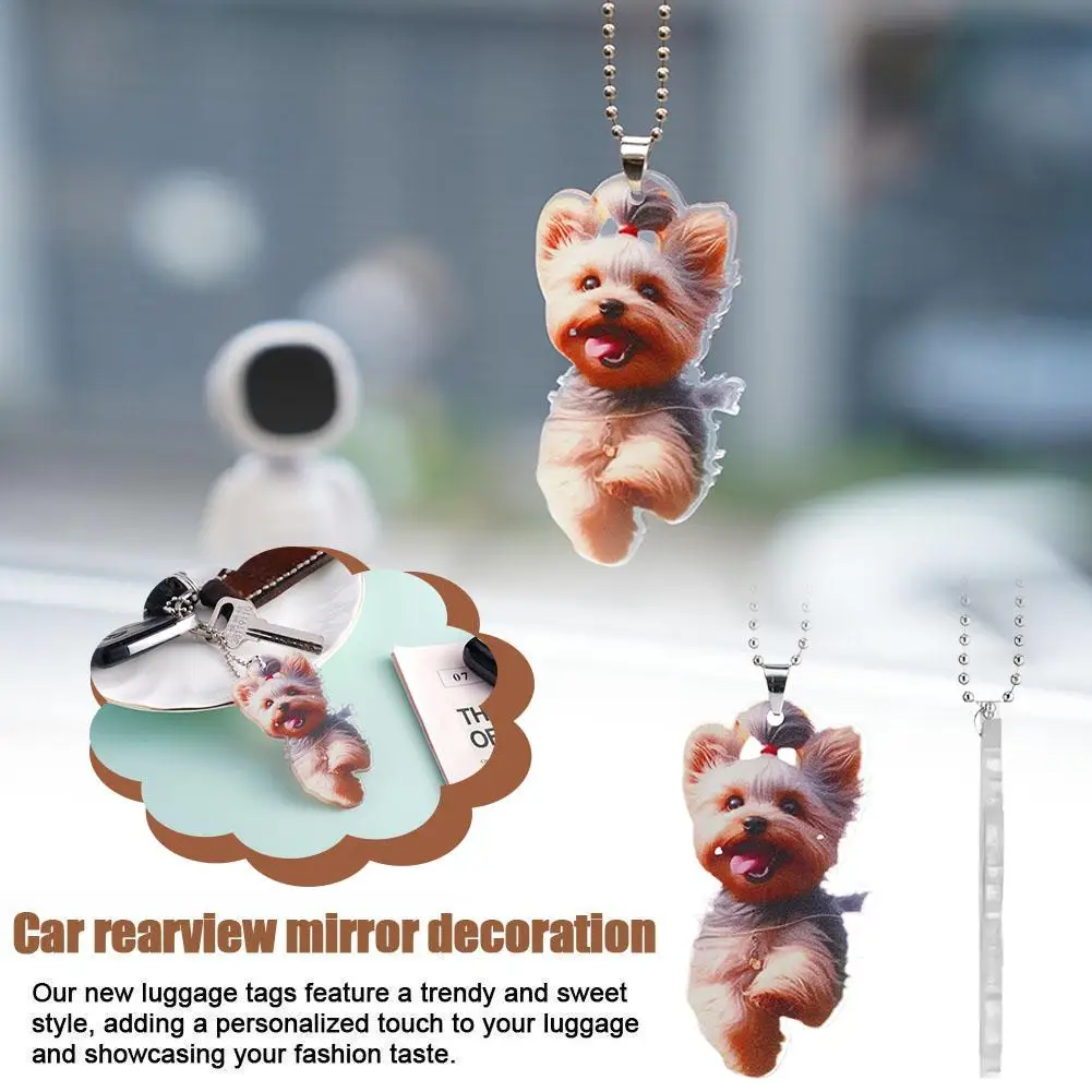 Yorkshire Terrier Dog Acrylic Pendant Versatile Charm Cute Puppy Keychain For Car Mirrors, Backpacks & Home, Festive Party B3E4